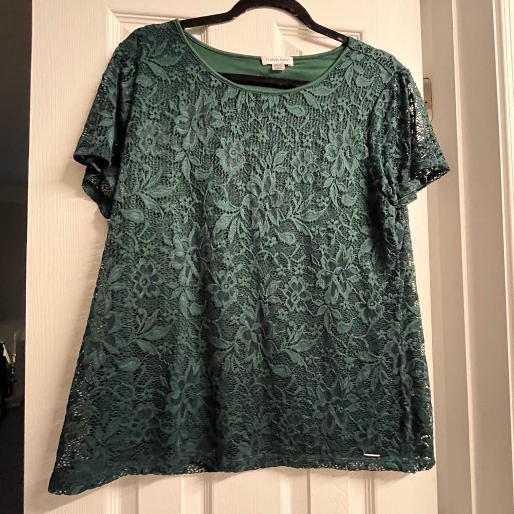 Calvin cline green lace overlay navy blue